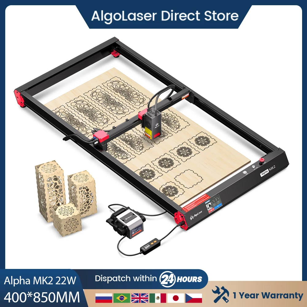 

Professional Higher Accuracy Laser Cutter Engraver Alpha MK2 20W 400*850mm Output DIY Metal Laser Cutter With Screen Offline CN