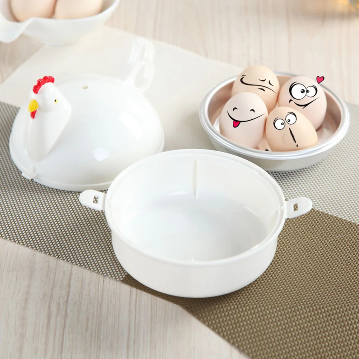 

Chicken Shape Boiler Poacher 4 Chicken Shape Egg Boiler Eggs Tray Microwave Cooker Kitchen Utensil Egg Steamer Omelet Maker