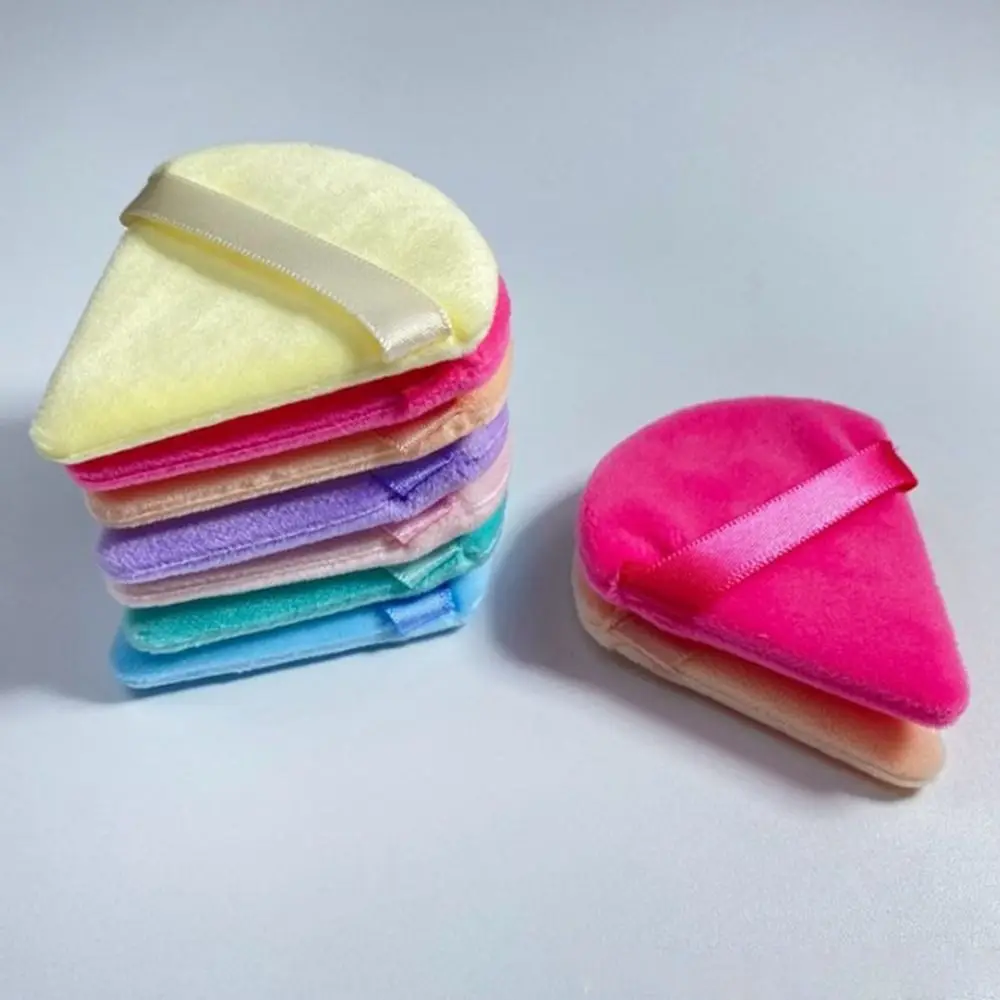 5pcs Triangle Shaped Sector Finger Cushions Velvet Wet Dry Used Air Cushion Powder Puff Reusable Washable