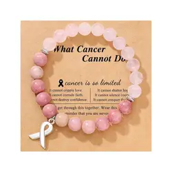 Breast Cancer Awareness Natural Stones Pink Crystal Bracelet With Message Card Valentine's Day Jewellery Gifts 2024