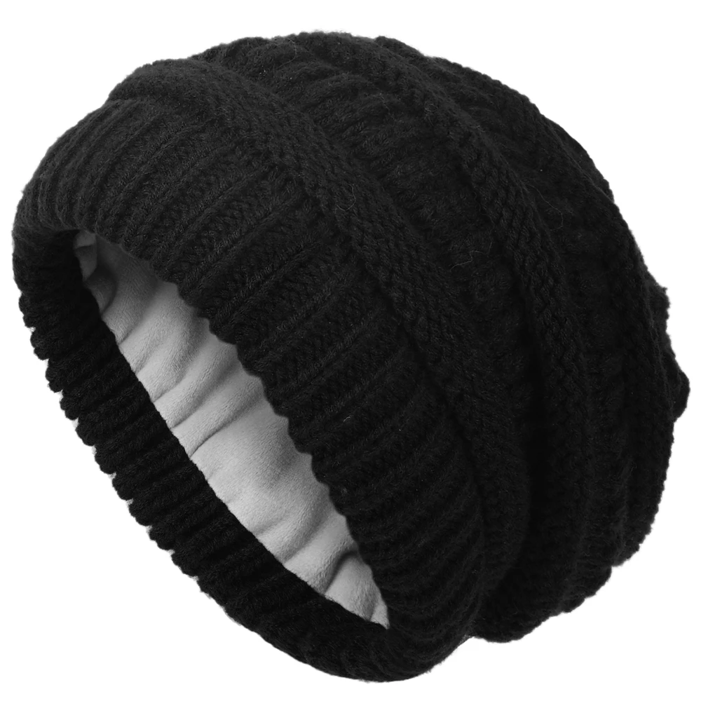 FURTALK موضة صوف مبطن قبعات صغيرة دافئة المرأة مترهل تصميم مزدوج الطبقات C-نمط محبوك قبعة تزلج على شكل جمجمة الشتاء البارد #4