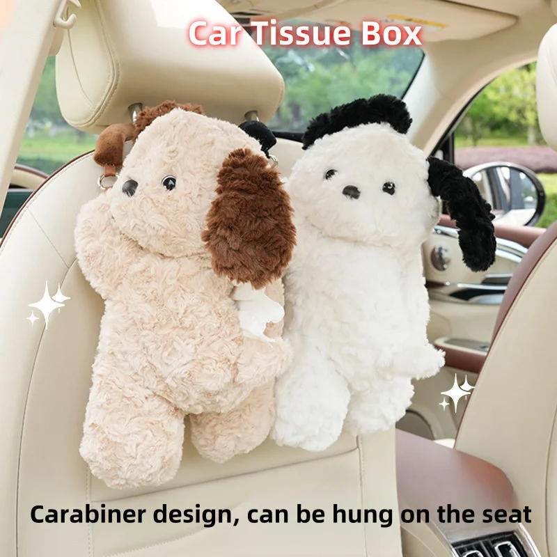 

For Car Tissue Box cute cute pet car seat hanging tissue draw plush doll decorative car tissue box