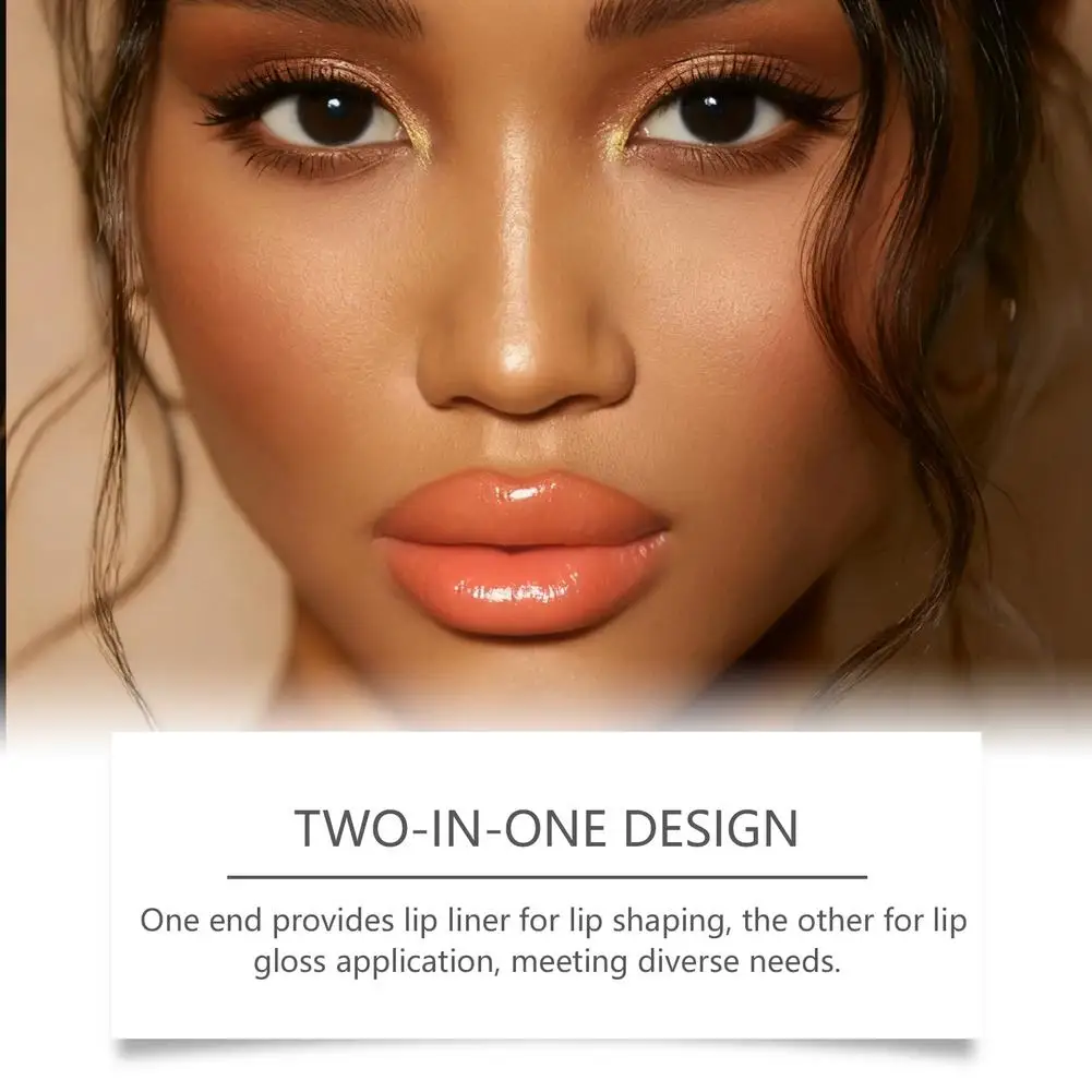 Lippotlood Vloeibare voering Dubbele kop 2in1 Waterdichte tint Naakte olie Mollige glans Spiegel Blijvende hydraterende professionele cosmetica