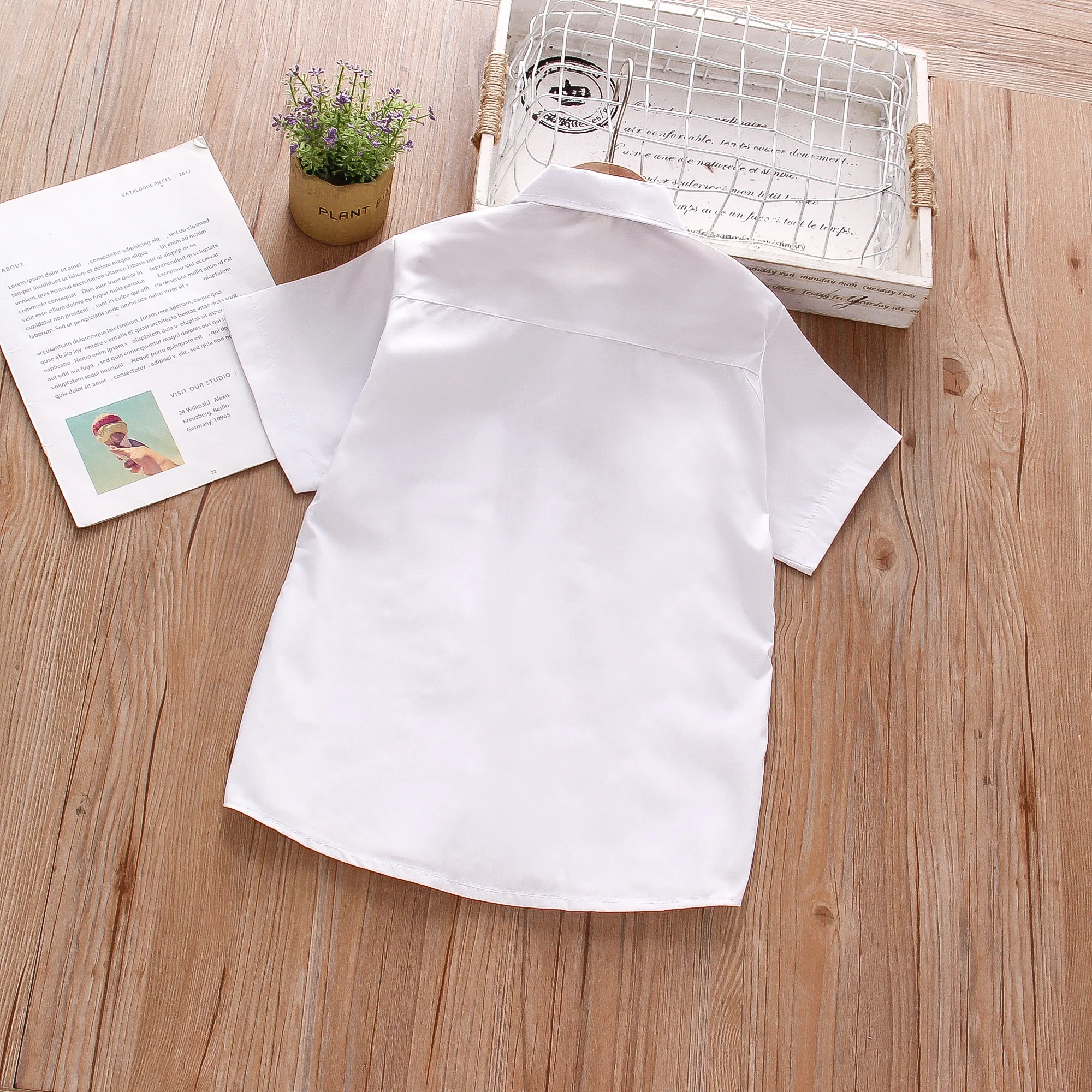 Lapel Pocket Design Infant Shirt Summer New Boys' Baby Short Sleeve Shirt Solid Color Boy Children'S Clothing