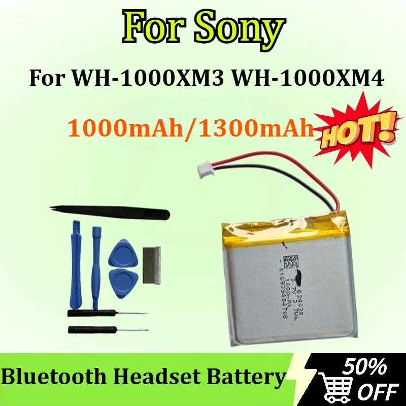 

For Sony WH-1000XM3 WH-1000XM4 Wireless Bluetooth Headset Battery 1000mAh/1300mAh + tool
