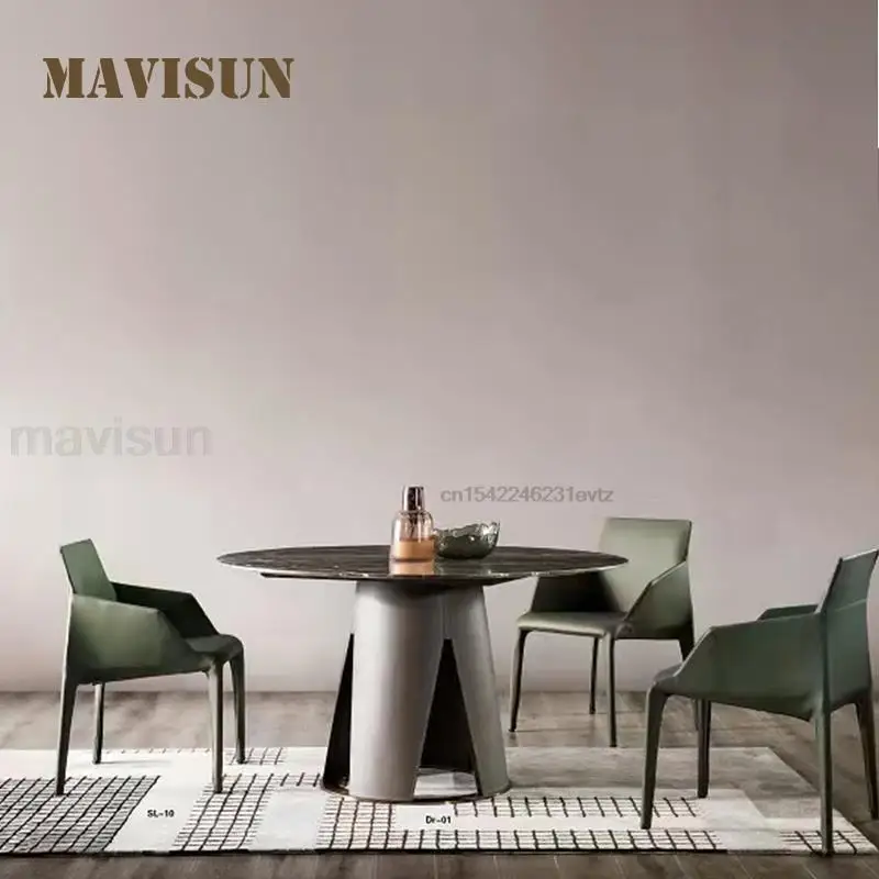 

Hot Sale Light Luxury Round Marble Dining Table And Chair Combination Modern Kitchen Home Simple High Quality Italian