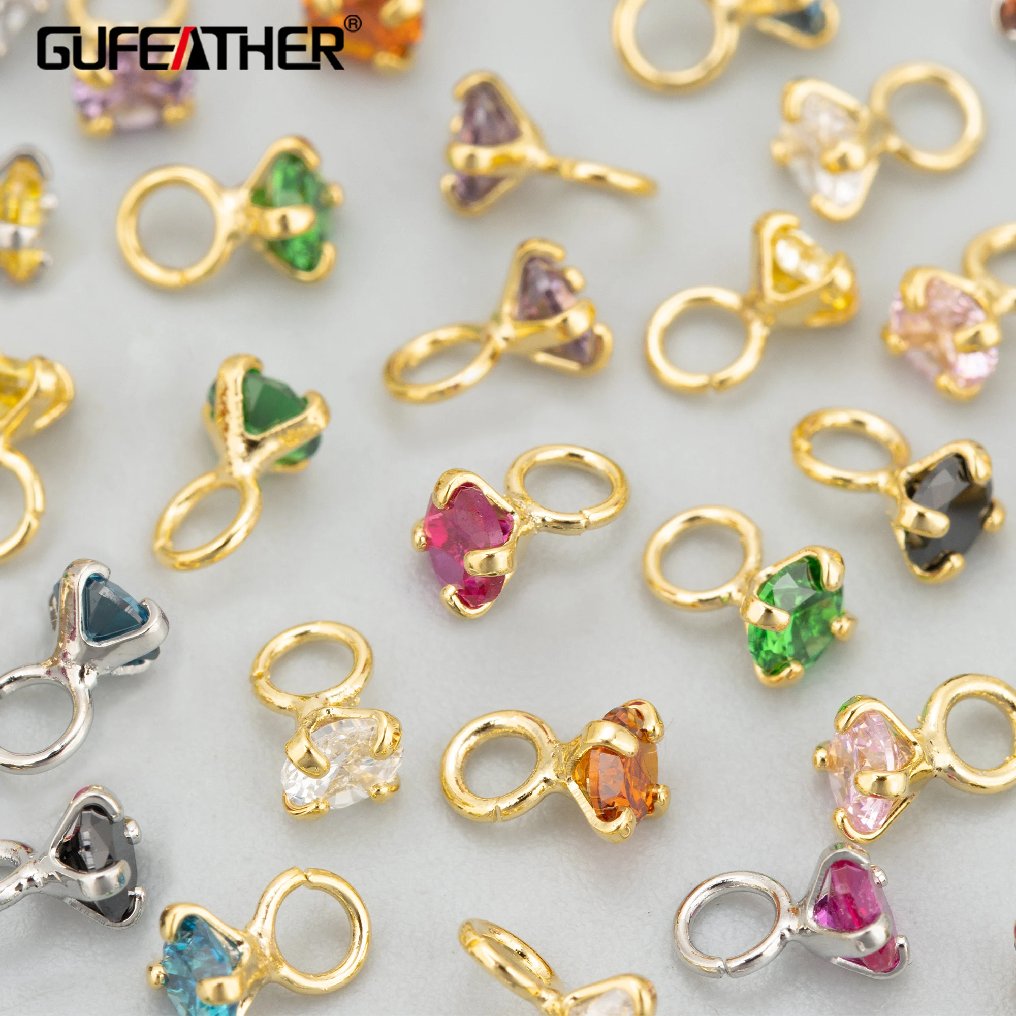 GUFEATHER,20pcs/lot,MH91,jewelry accessories,18k gold rhodium plated,copper,zircons,charms,hand made,jewelry making,diy pendants