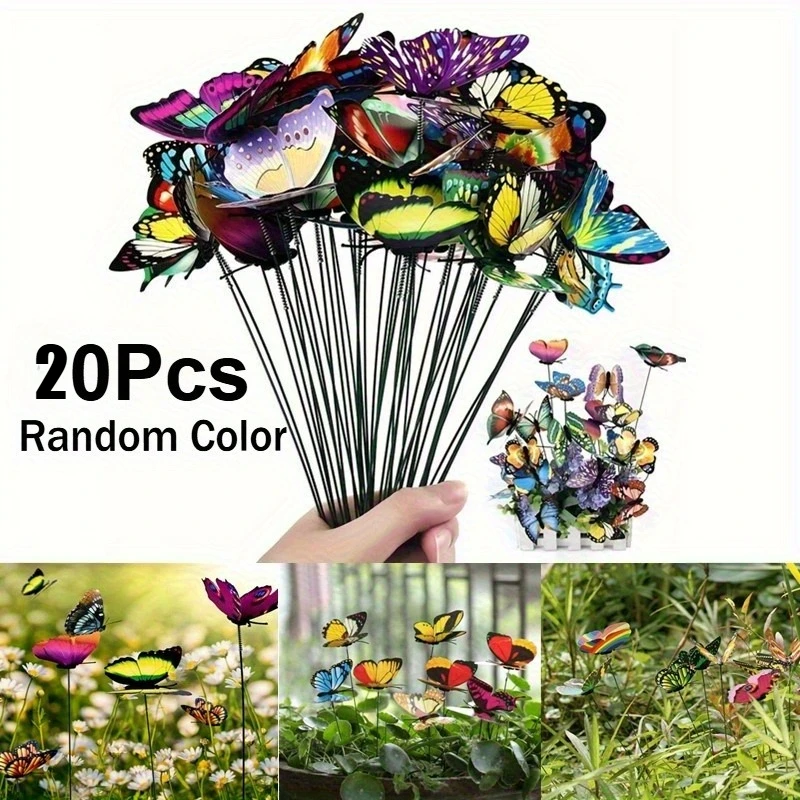 10/20Pcs 3D Butterfly Garden Stakes,Colorful Outdoor Lawn Decor with Easy Insertion Design,for Thanksgiving Holiday Yard Decor
