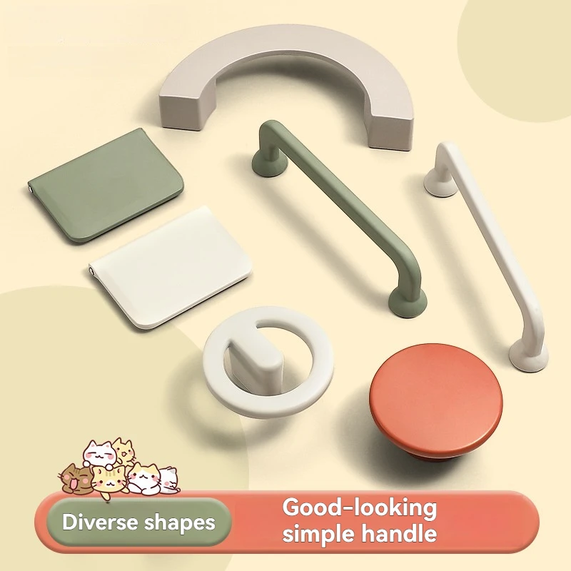 Simplest Cream Style Children Cabinet Handles - No Sharp Edges Zinc Alloy Pulls,Cute Colorful Drawer Knobs for Kids Wardrobe