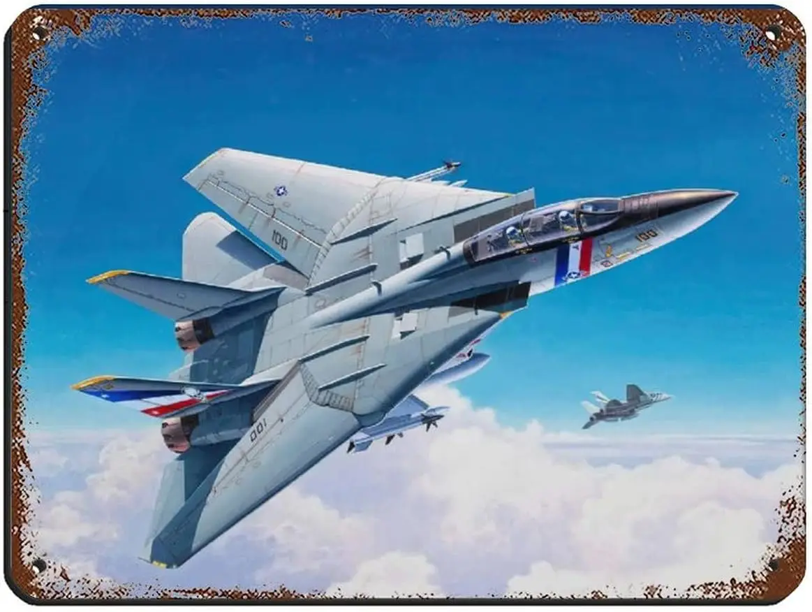 Jierbi F-14 Tomcat Rust Tin Sign Military Aircraft Metal Signs 1 Retro Poster Metal Tin Sign Chic Art Retro Iron Painting B sign