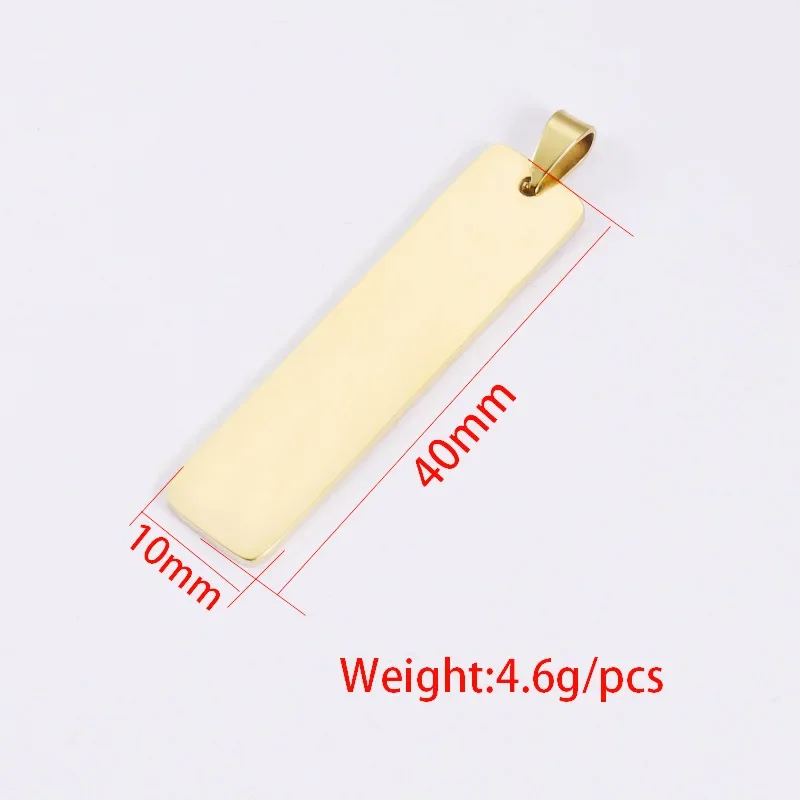 20PCS 40mm 50mm Rectangle Dog Tag 304 Stainless Steel Pendant Necklace Military Soldiers Metal Stamping Blanks Tags Wholesale