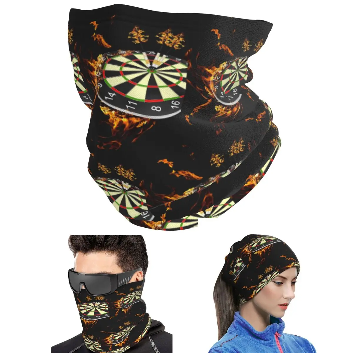 Flaming Dart Board Bandana Neck Gaiter Printed Wrap Scarf Hiking Fishing Cycling Scarf Unisex Adult Winter