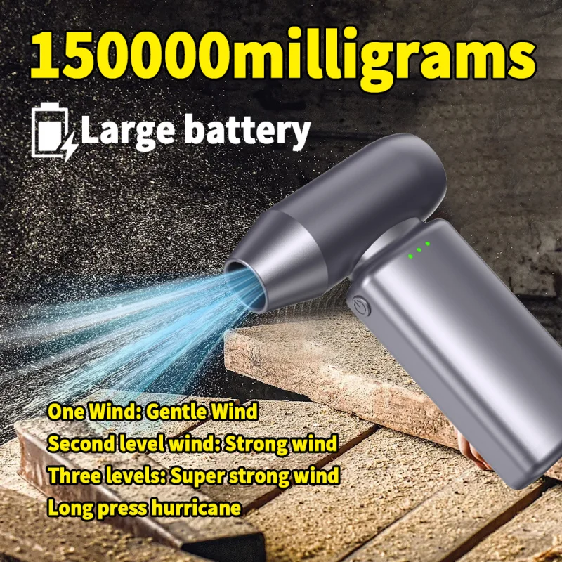 منفاخ هواء منفضة الهواء الكهربائية من JKUOO- 150000   RPM قوة فائقة، محرك بدون فرش بثلاثة تروس قابل لإعادة الشحن للسيارة/الكمبيوتر/المنزل/الخارج