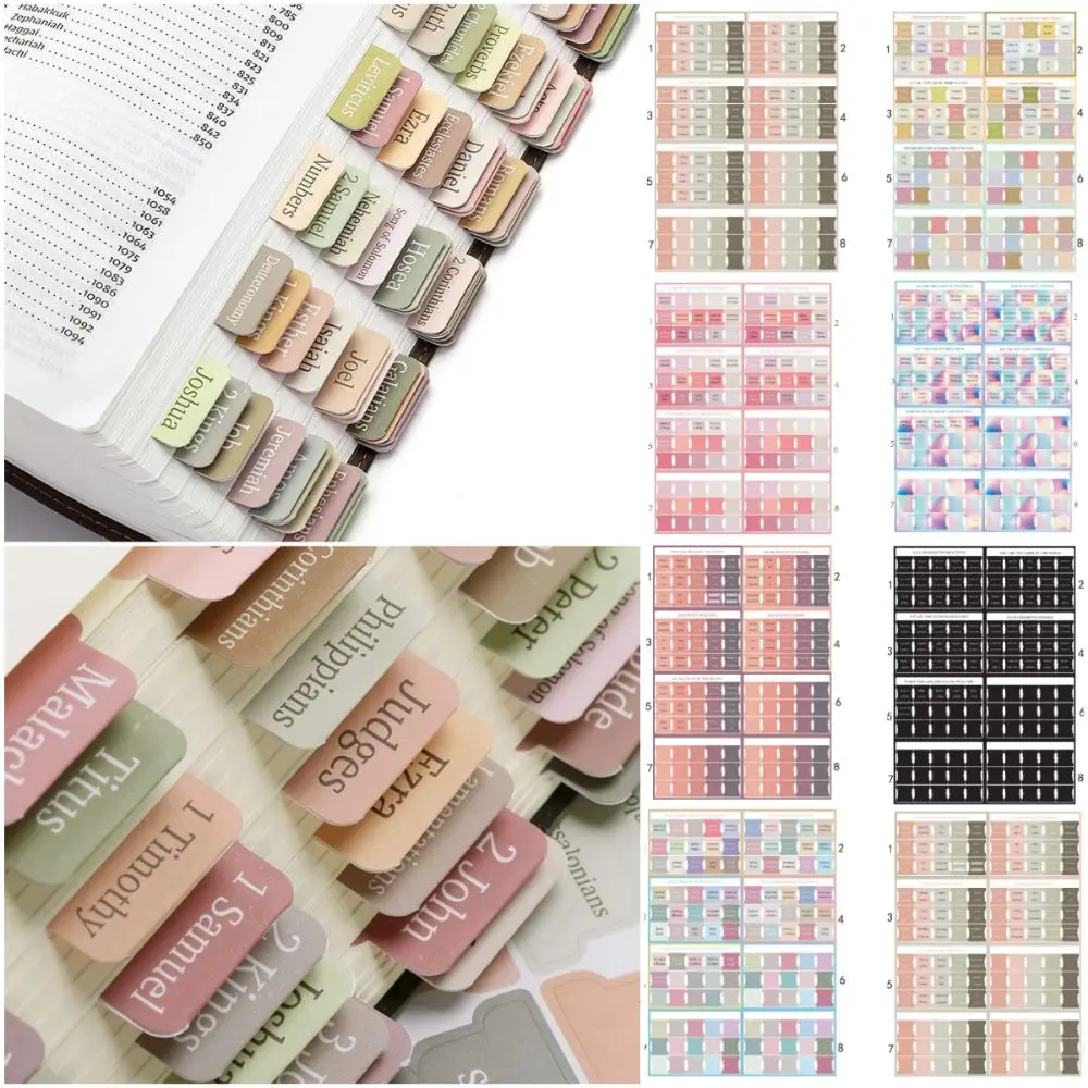 120PCS Multi-Color Boho Bible Tabs Colorful Laminated Laminated Bible Tabs Self Adhesive Easy Navigation Colorful Index Tabs
