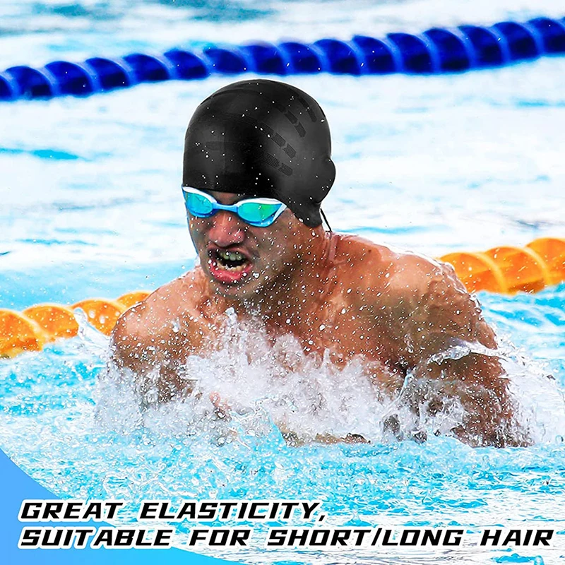 Adults Waterproof Swimming Caps Men Women Swim Pool Cap Long Hair Pool Hat With Ear Cover Protector Diving Equipment