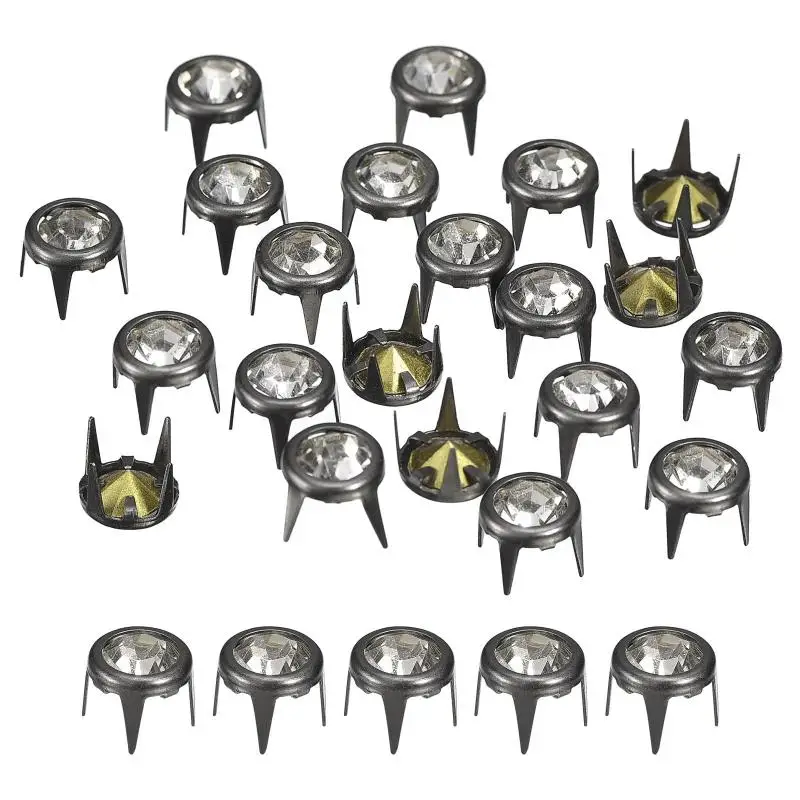 50Pcs Rhinestone Rivets Crystal Studs Spot Spikes Nailhead Fashion DIY Leather Craft For Shoes Clothing Bag Parts Decoration