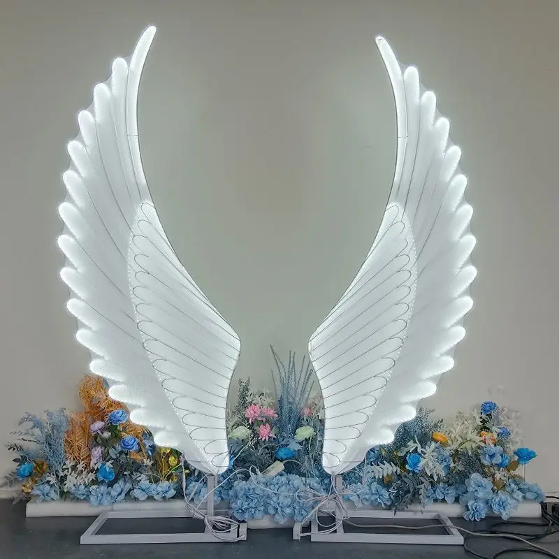 

Upscale Wedding Decoration Arch Luminous Angel Wings Design Stand For Party Road Cited Stage Site Layout Ornament