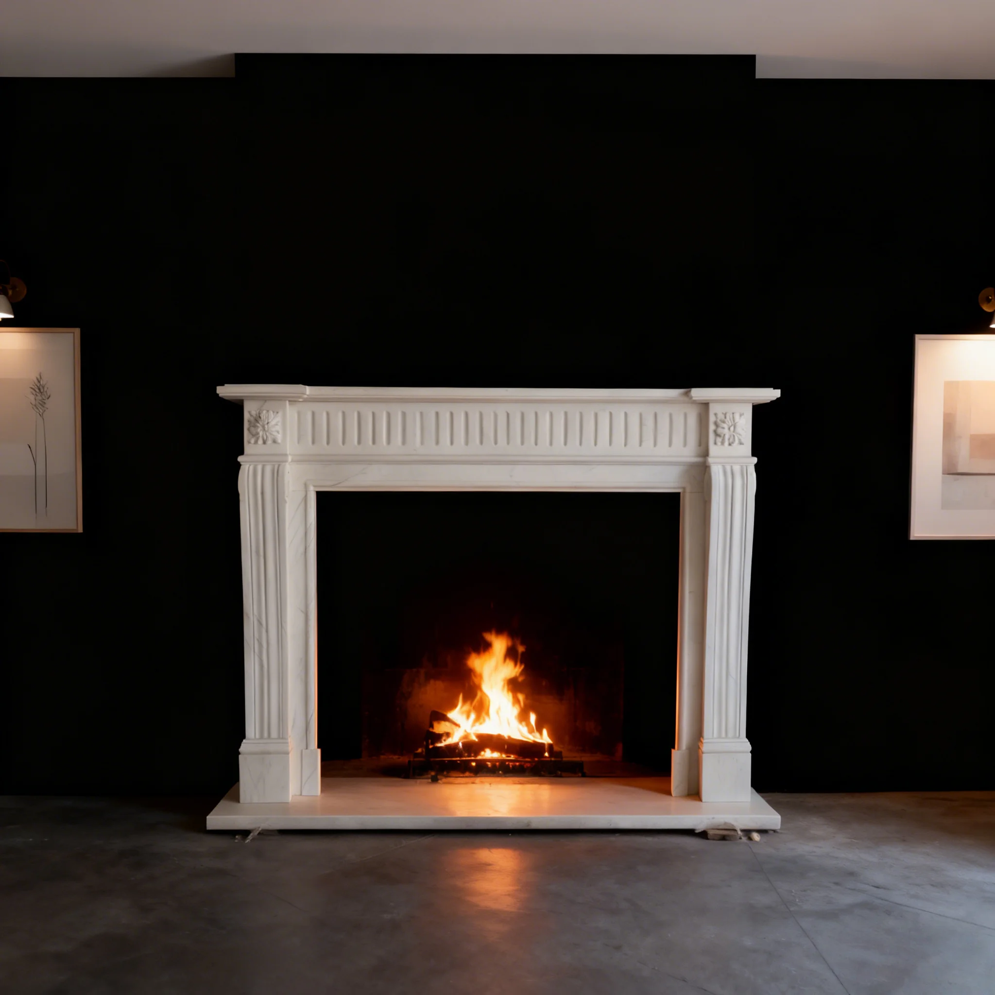 Custom White Marble Mantel Fireplace Modern Luxury Surround Marble Fireplace for Villa Hotel Decoration - view 3
