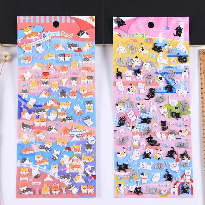 1 pc Cute Animal Foam Penguin Panda Shiba 3D Decorative Stationery Stickers Scrapbooking DIY Diary Album Stick Label