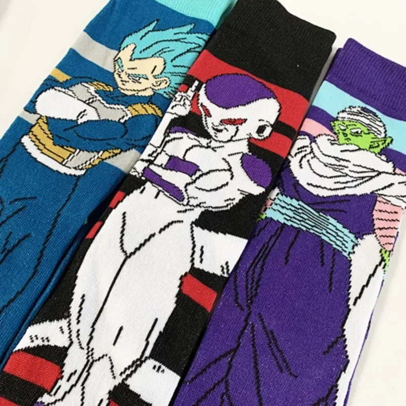 Calcetines de algodón con estampado de Dragon Ball, medias largas de Anime, Son Goku, Vegeta, Hip Hop, informales, transpirables, para monopatín, regalo de vacaciones, 1 par