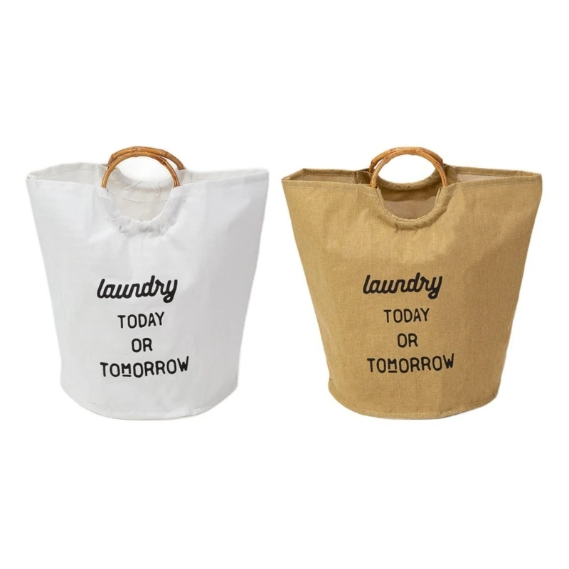 

Compact Foldable Clothes Basket Bamboos Handles Cotton Home Storage Solution