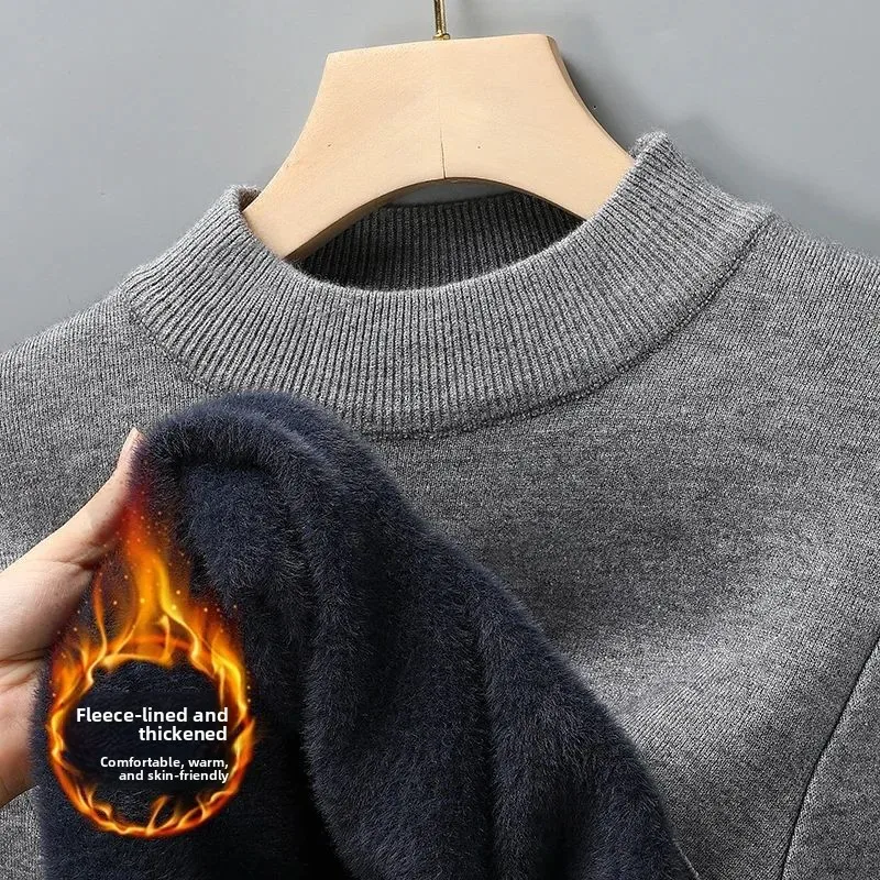 

Новый осенне-зимний свитер-гольф из трикотажа и прямые брюки Cleanfit из ПВХ-ткани нейтрального цвета для повседневного образа