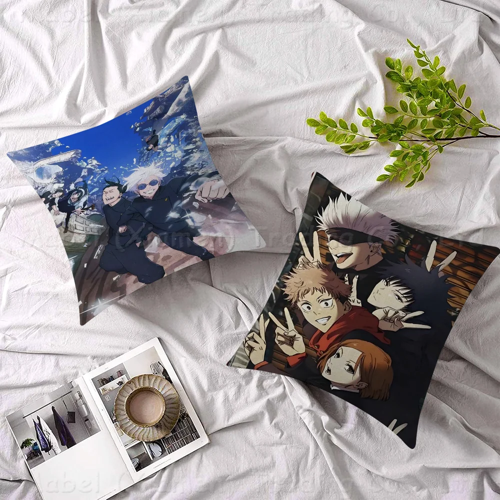 J-Jujutsu K-Kaisen Cushion Cover Car Throw Pillow Case For Sofa Car Christmas Gift 40x40cm 45x45cm