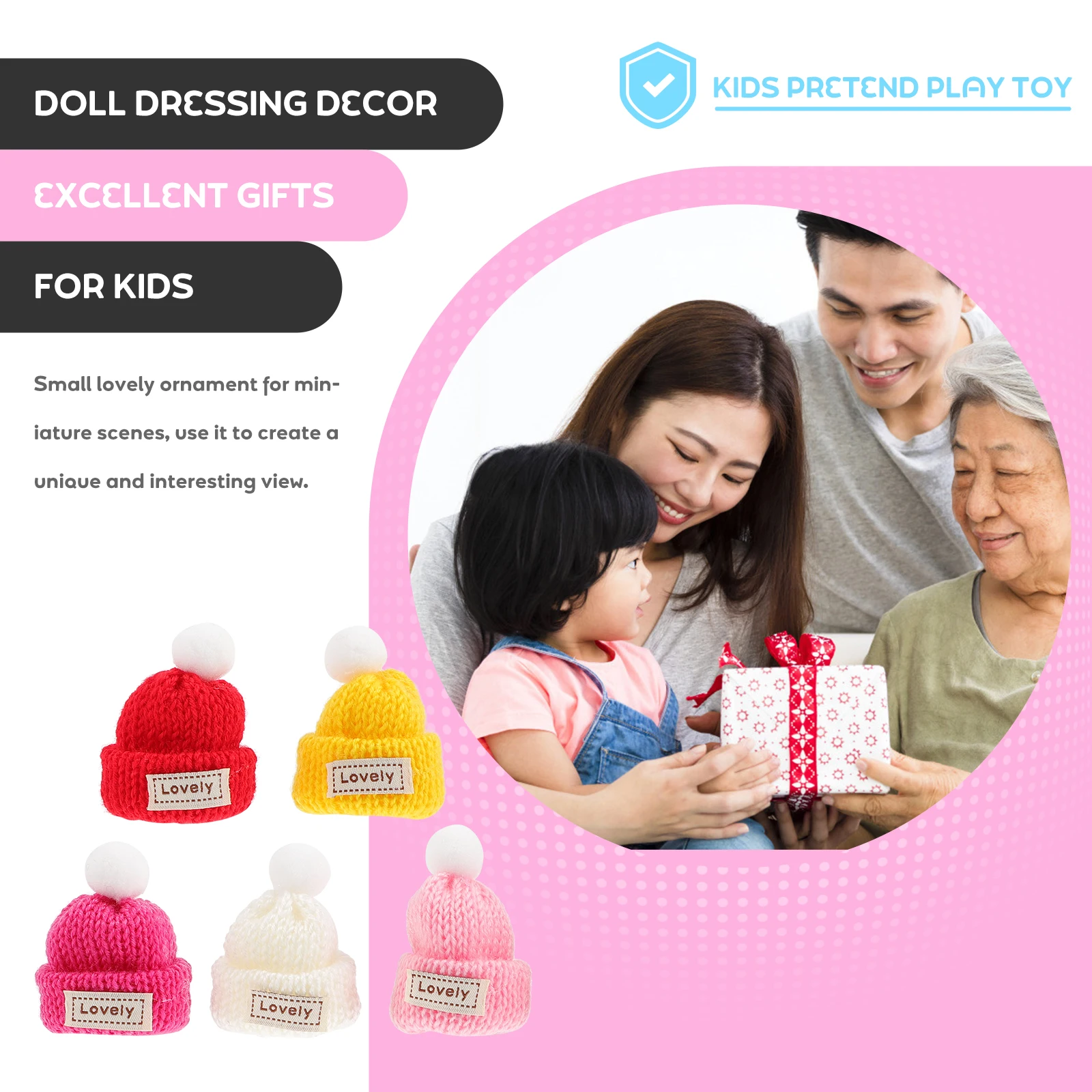 

5 Pcs Christmas Tree Small Hat DIY Material Accessories Ornament Mini Hats Yarn Tiny Knitting Kit for Kids