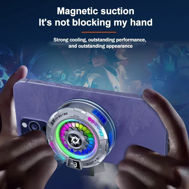 2025 SL19 مروحة تبريد محمولة لأشباه الموصلات، مبرد ألعاب مع ضوء RGB رائع لهاتف iPhone/Samsung/XIAOMI/OPPO/VIVO