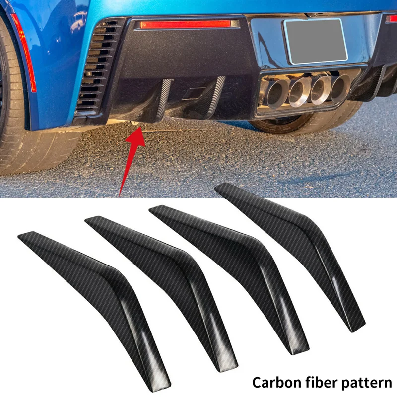 4PCS Car Rear Bumper Diffuser Universal Back Bumper Spoiler Splitter Car-Styling Accessories For 2014-2019 Chevrolet Corvette C7