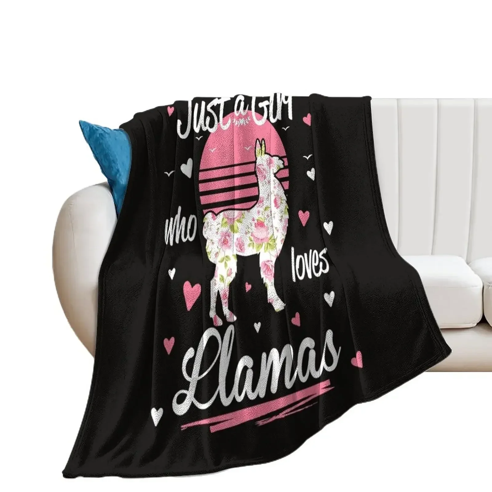 

Llama Shirt. Just A Girl Who Loves Llamas T-Shirt Throw Blanket Sofas Thermals For Travel Decorative Beds Blankets