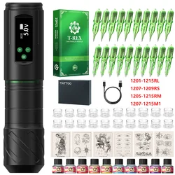 Tattoo Kit T-Rex Wireless Tattoo Machine Kit Permanent Makeup Tattoo Machine Kit Coreless Motor 1600mAh Tattoo Gun Kit