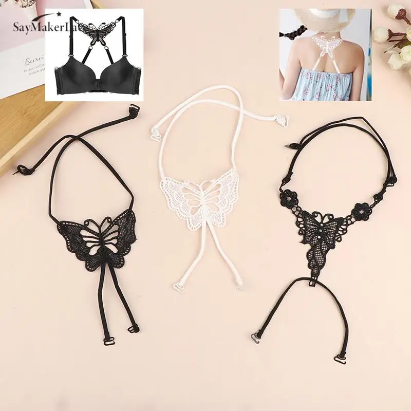 Women Sexy Invisible Bra Free Strap Slip Cross Strap Back Strap Backless Bowknot Bra Adjustable Shoulder Strap