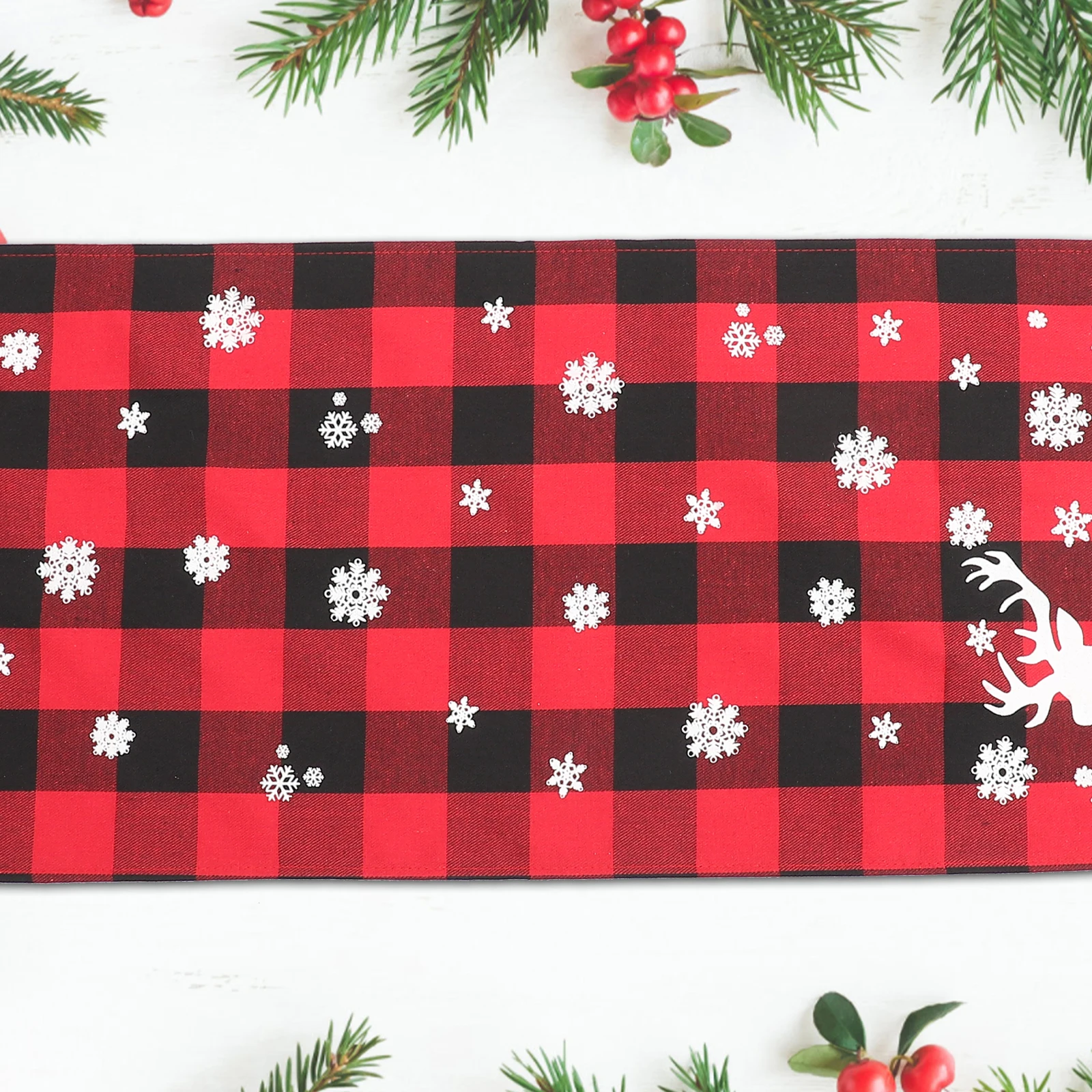 

Christmas Elk Dining Decoration Holiday Party Runner Decor Christmas Style Table Cloth Party Table Runner Flag