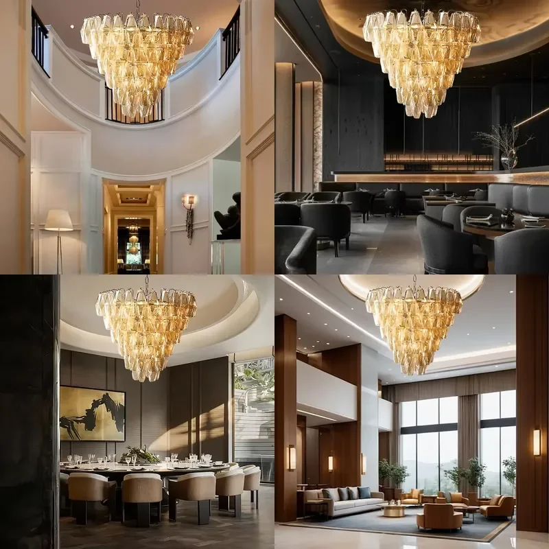 Custom Modern Chandelier Nordic Retro Villa Dining Room Blown Single/multi Head Glass Pendant Light