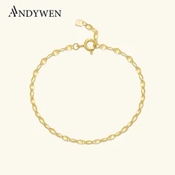 ANDYWEN 2020 New 925 Sterling Silver Gold Locker Chain Bracelet Women Luxury Women Wedding Jewelry Rock Punk Fashion Fine Jewels