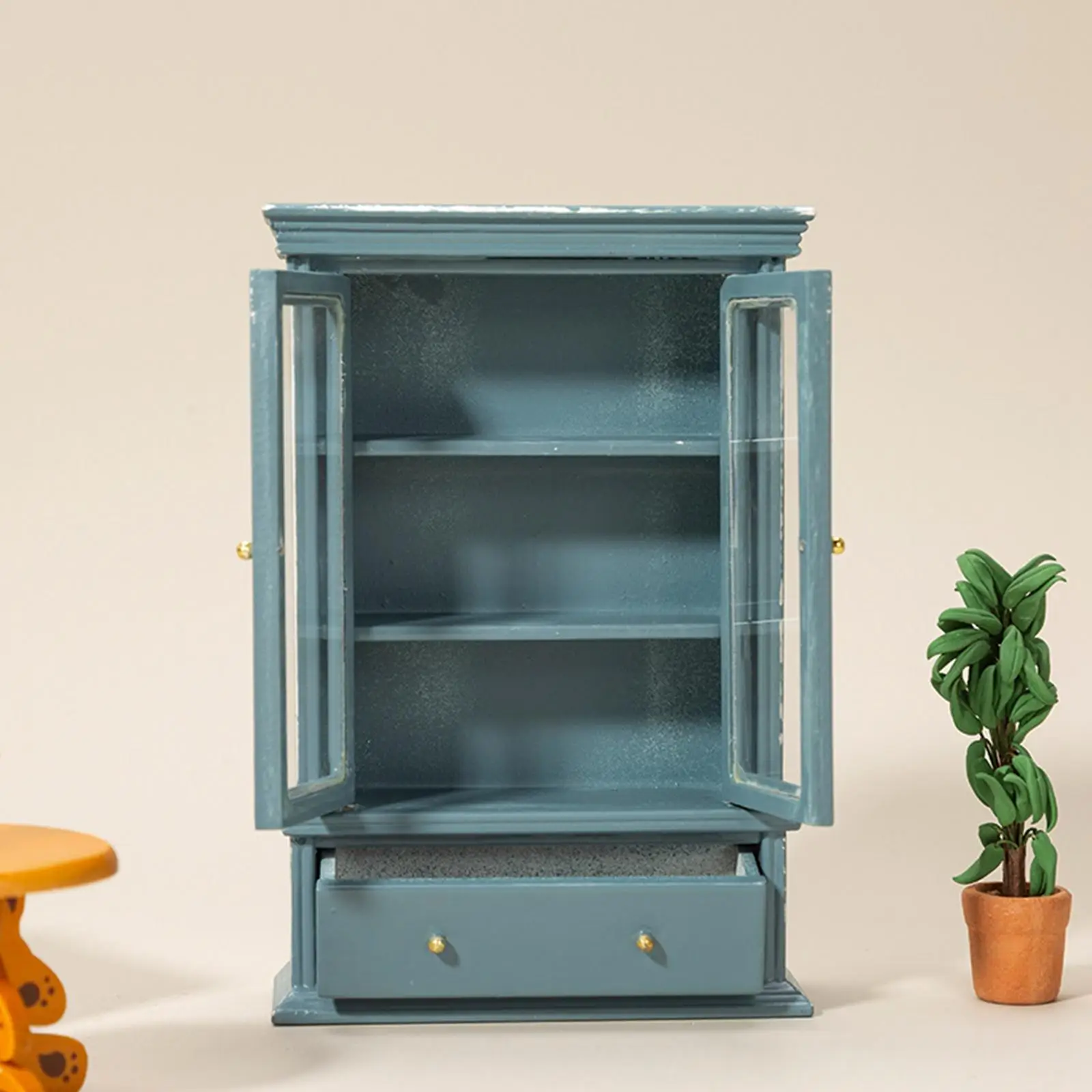 

1:12 Scale Dollhouse Cabinet Mini Furniture Bookcase Miniature Cupboard for Holiday Gifts
