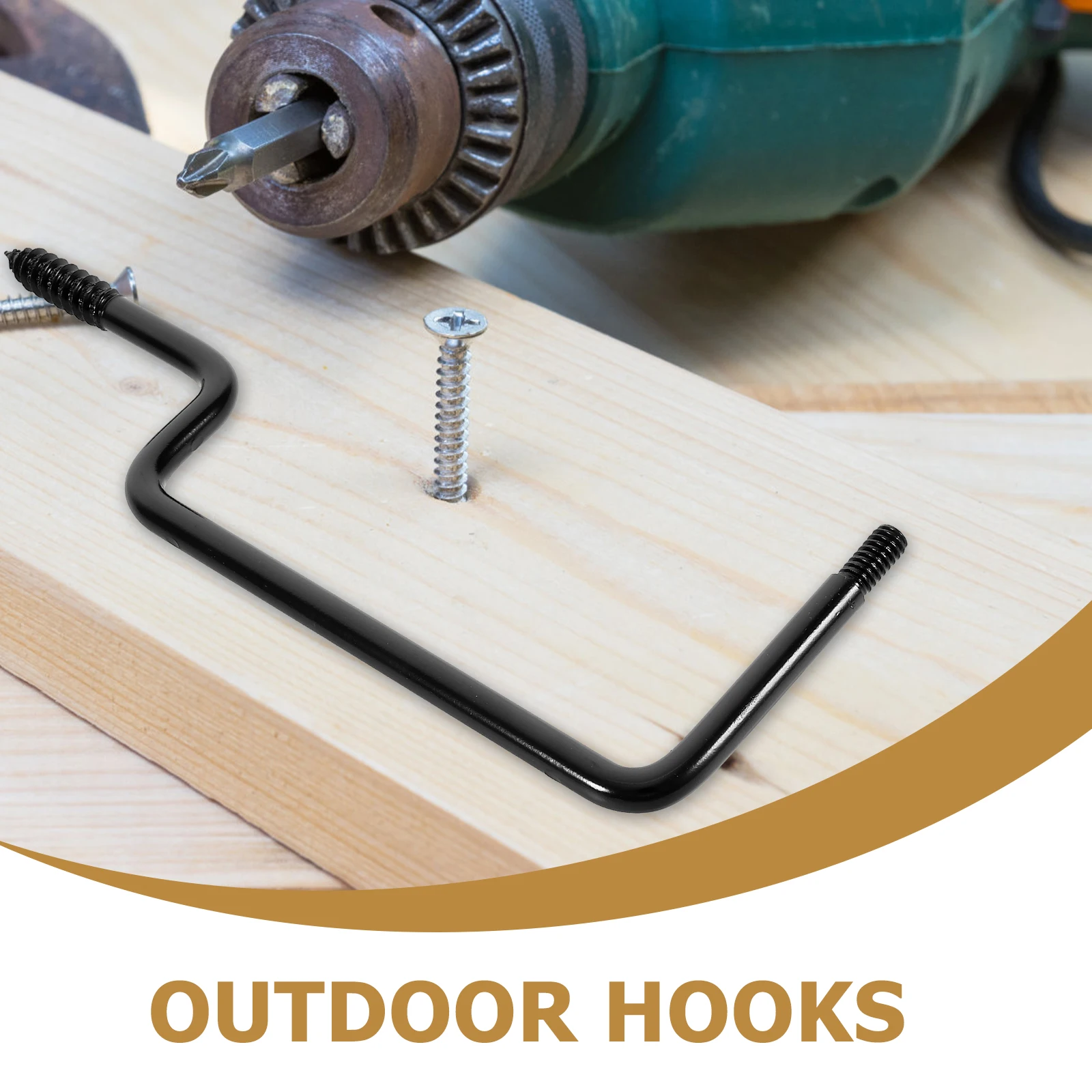 

2pcs 4.4inch Iron Hooks Outdoor Adjustable Bending Hooks Hanging Lights Planter Brackets Garden Decor Home Use Space Saving