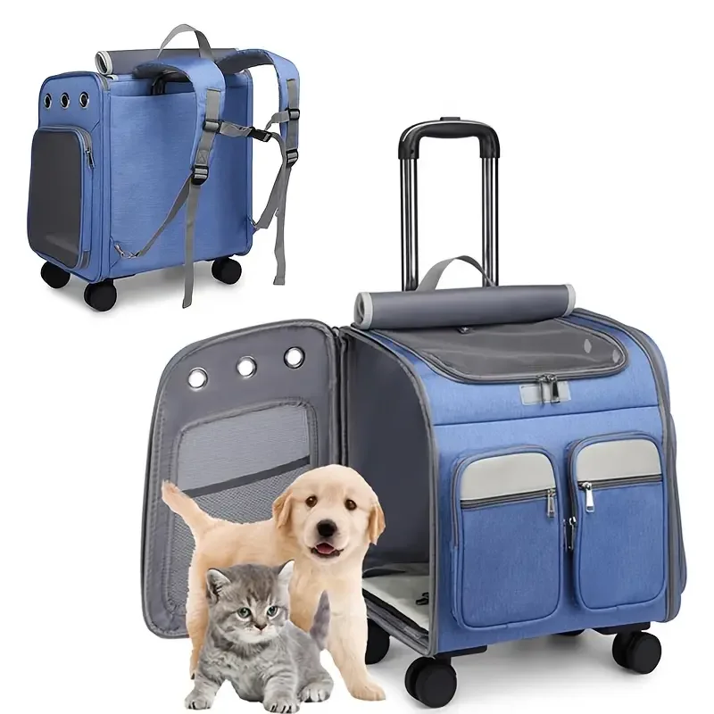 

Wheeled Pet Carrier Backpack Cat Travel Carrier with Stroller Car Seat for Small Dogs Cats Puppies Comfort