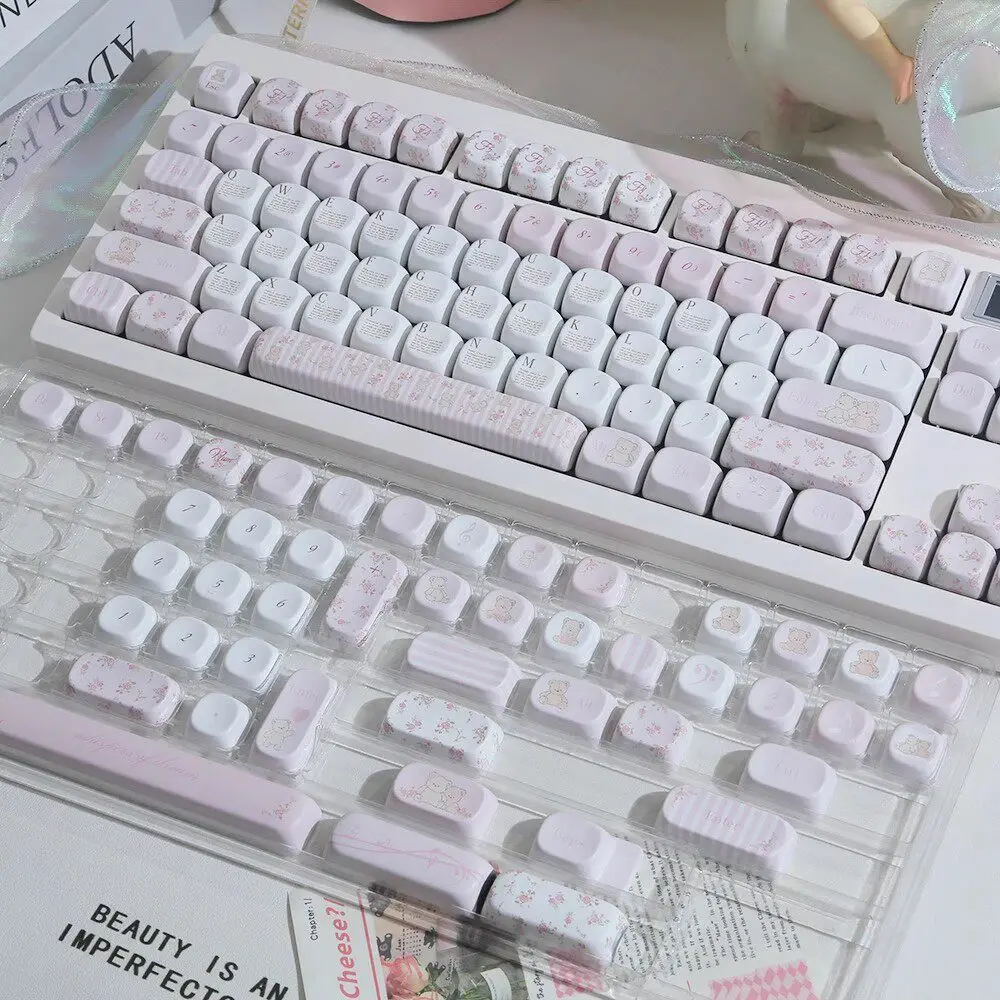 

Cute Bear Flower Keycap Customized Mechanical Keyboard Keycap 61/64/68/84/87/980/108