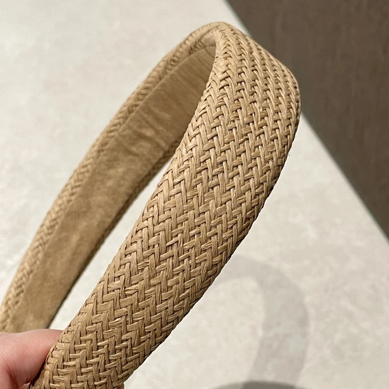 Bastgras-Stirnband, breites Kreuz, geflochtenes Haarband, einfarbig, Urlaubs-Stirnbänder, einfacher täglicher Damen-Haarschmuck – Detail 8