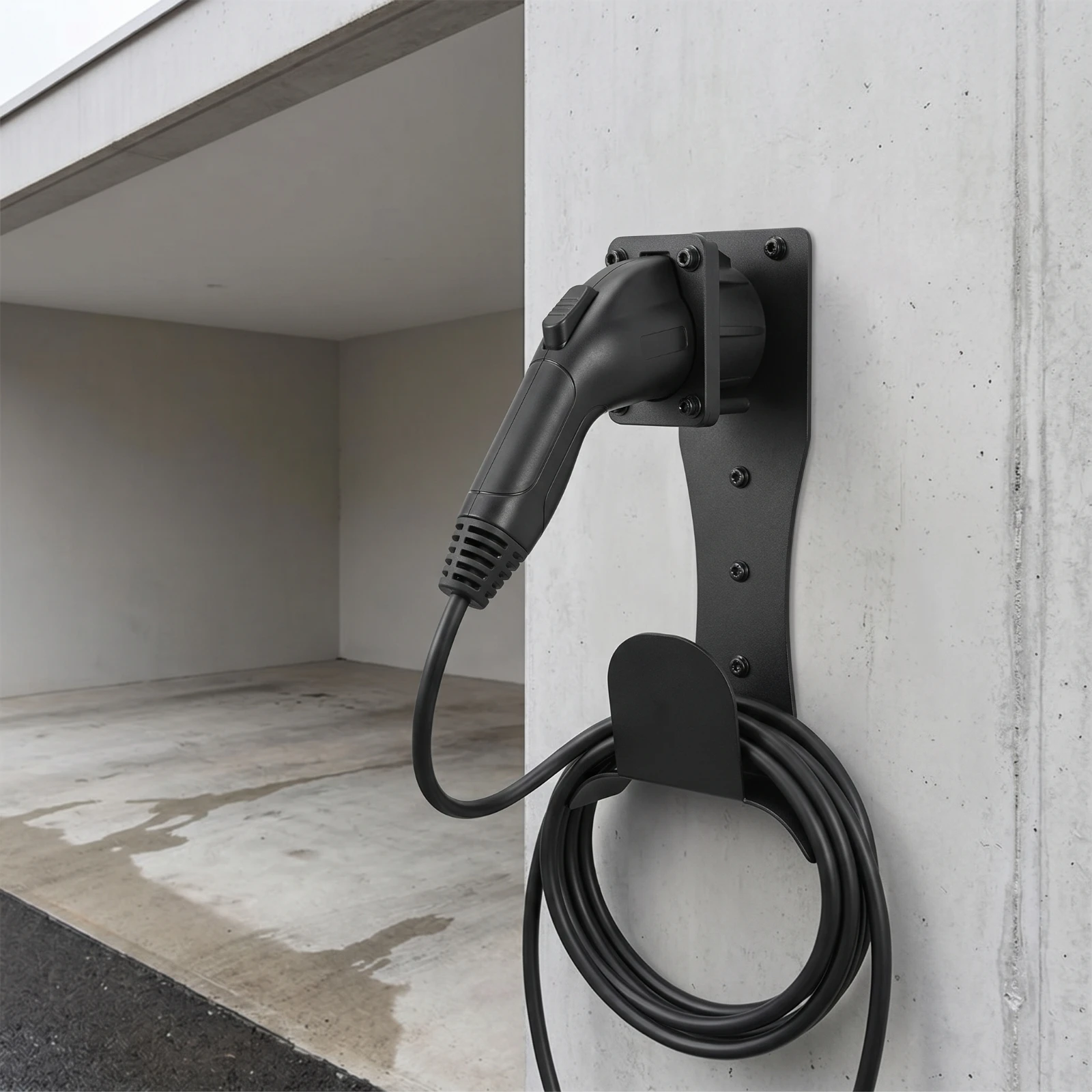 Type 2 Charger Dock with Cable Hook Space-Saving EV Charging Holder Type 2 Connector Holder Organized Wall Mount Heavy-Duty view 2