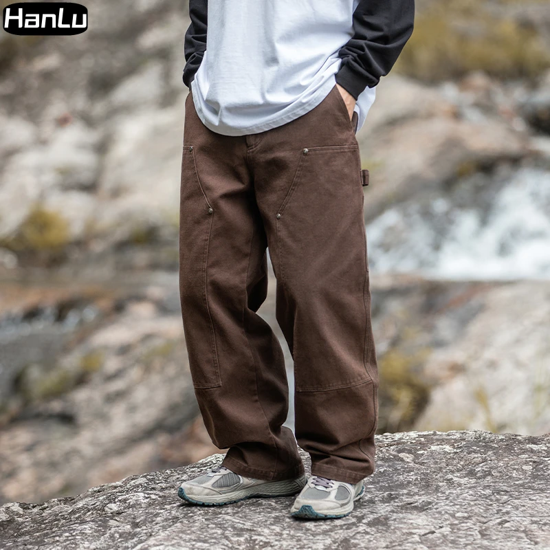 Pantalones de Jogging informales para hombres, pantalones de diseñador remachados, pantalones americanos lavados antiguos, moda de otoño e invierno, nuevos