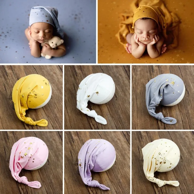 7Colors Infant Starry Pattern Cap Photography Props Newborn Cotton Beanie Hat Baby Photo Shoot Studio Accessories Baby Souvenirs