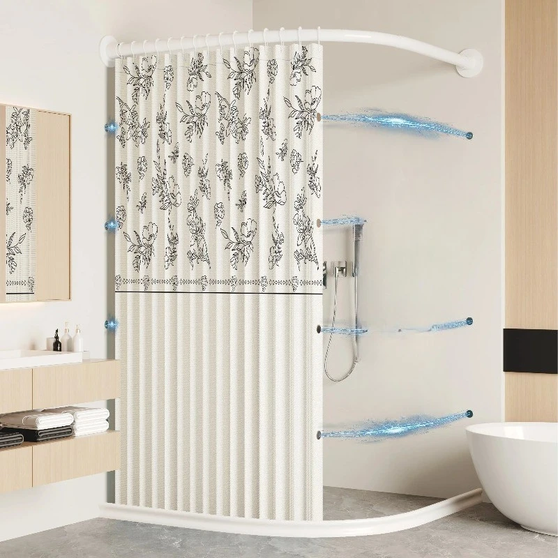 

‌Luxury Arc Shower Curtain - Waterproof Folding Bath Screen, No-Drill Invisible Partition, Premium Space Saving Bathroom Barrier
