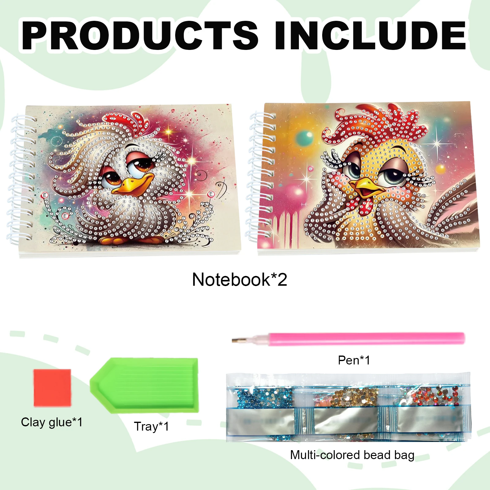 2PCS Diamond Art painting Spiral Mini Sketchbooks,Animal Theme Special Shaped Diamond Art Notebooks Kit for Office festival Gift - view 3