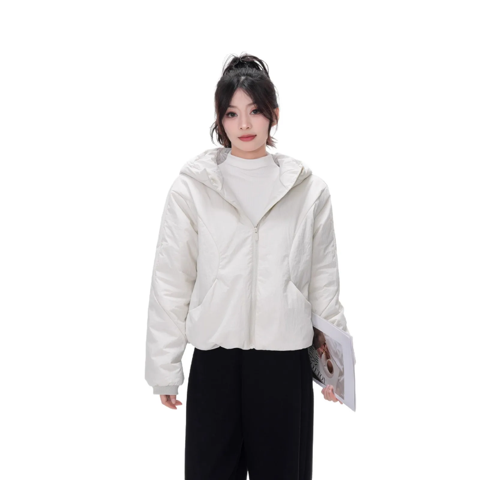 Giacca trapuntata con cappuccio casual antivento per yoga fitness all'aperto di alta qualità pronta per la spedizione