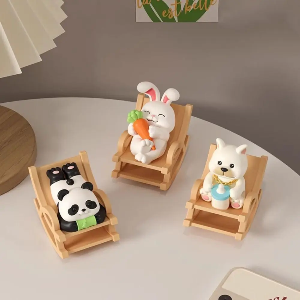 Resin Pig Rocking Chair Ornaments Crafts Miniature Figurine Cartoon Chicken Micro Landscape Statue Collection