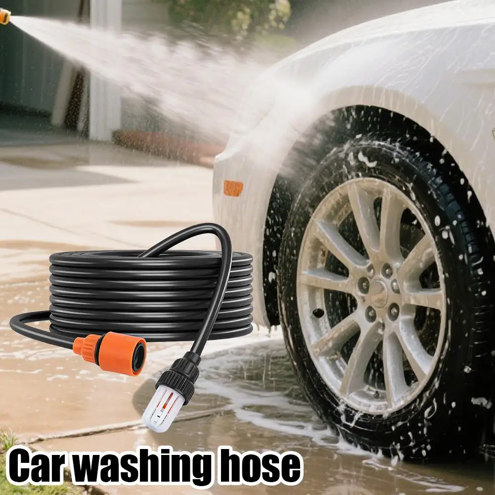 Heavy-Duty Rubber Garden Hose Flexible Expandable Garden Hose High Pressure Nozzle Spraye Washer Gun Car Wash Hose
