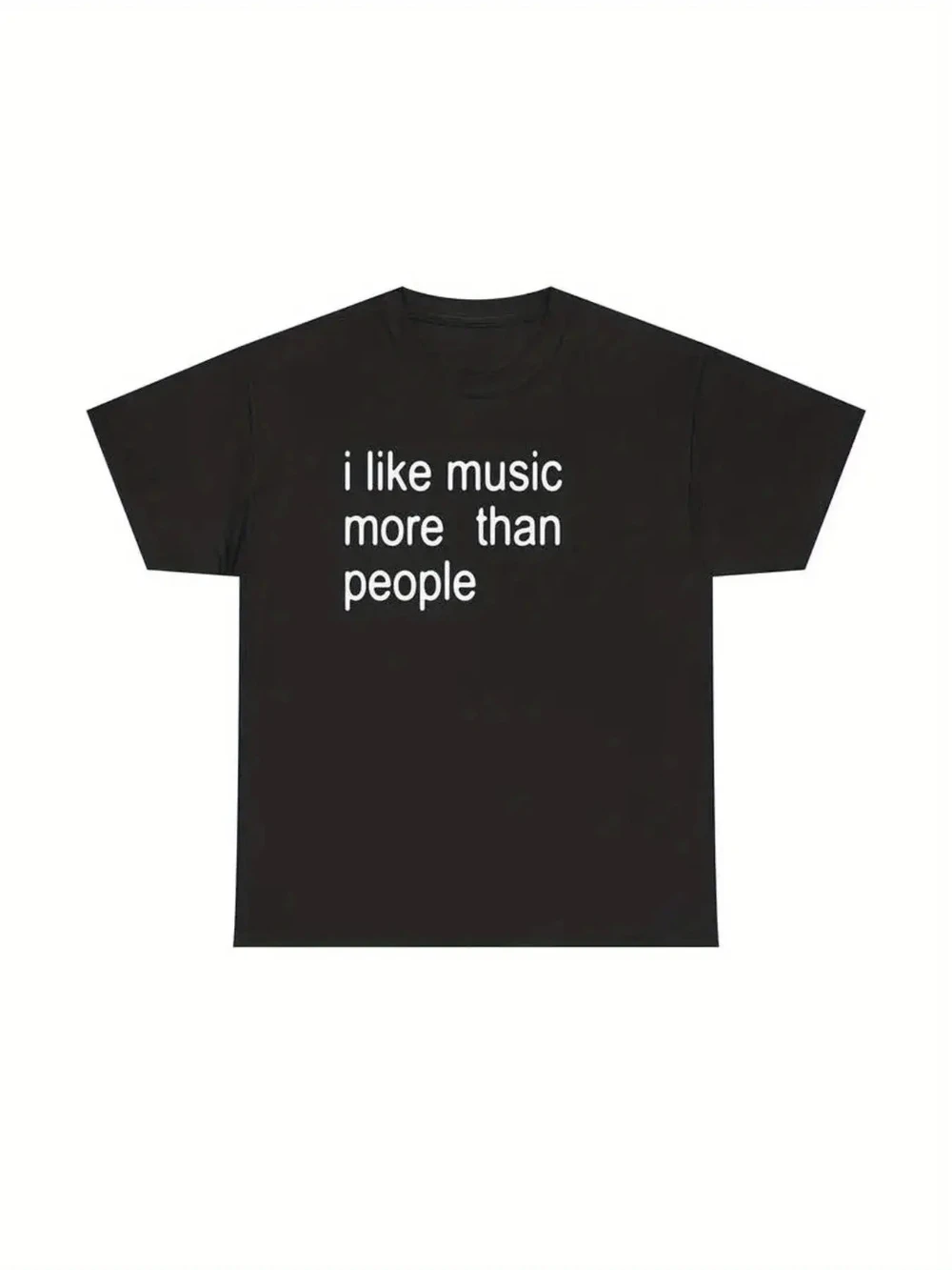 Humorous Music Lover T-shirt – “I love music more than my lover” satirical graphic unisex casual crew neck short-sleeved shirt